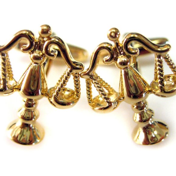 Red Carnelian Legal Scales Cufflinks: Cufflinks Depot Gold Toned Scale of Justice Cufflinks